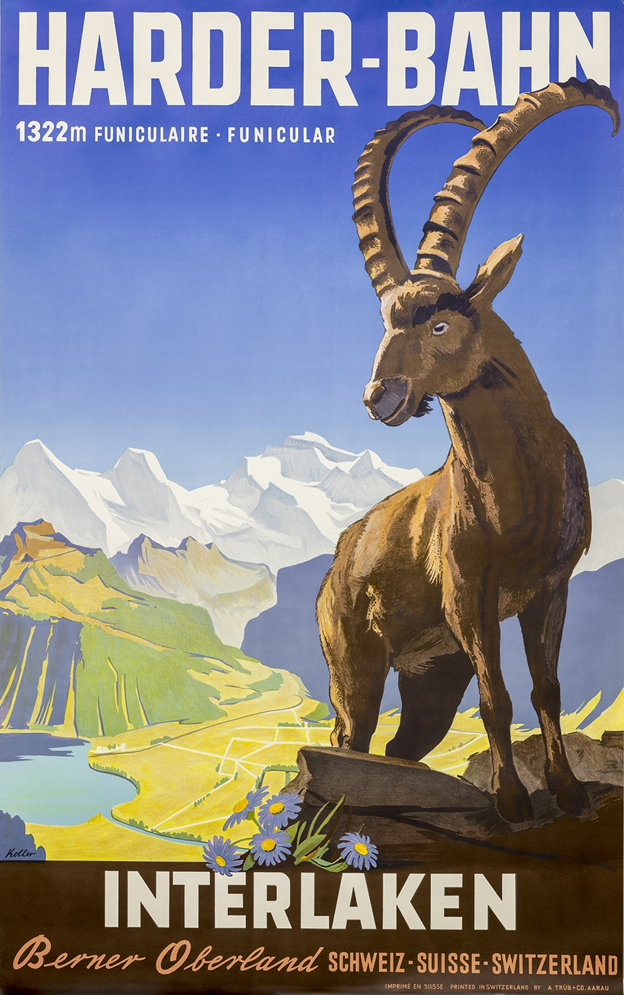 Nostalgic Poster Harder railway mountain ibex