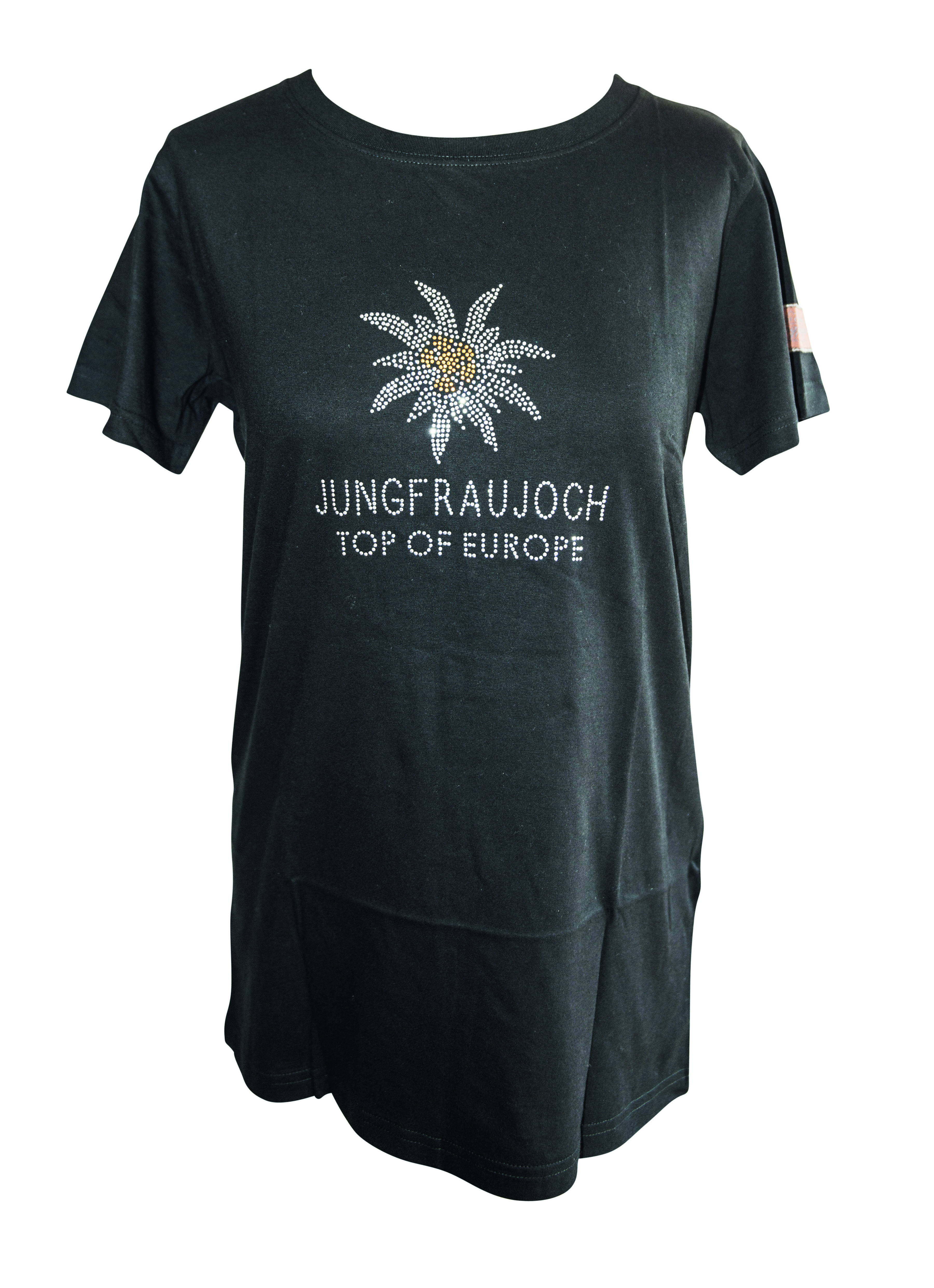 T-Shirt Jungfraujoch Official Collection, ladies, black with edelweiss 