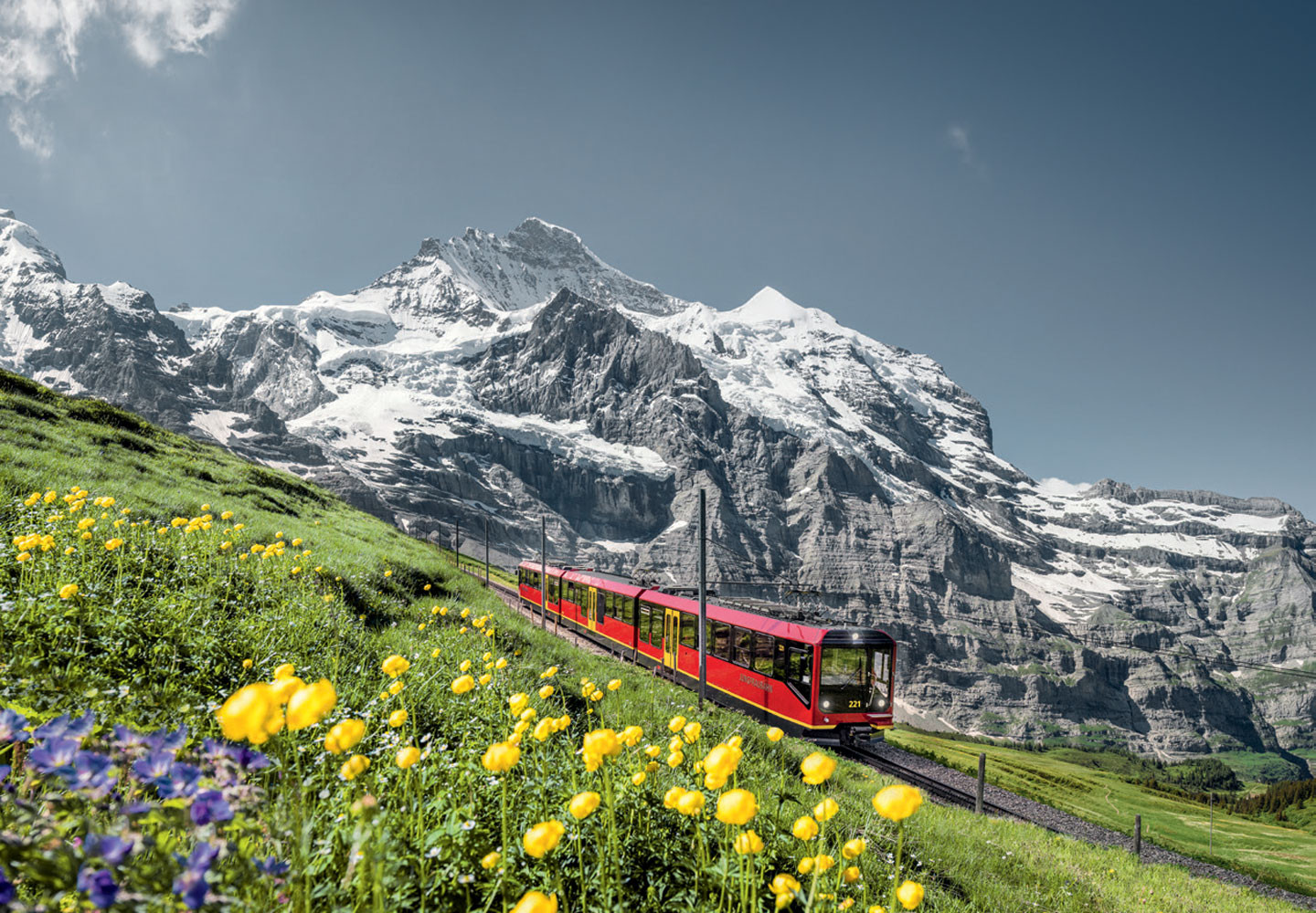 Poster de la Jungfraubahnen - Jungfraubahn avec la Jungfrau en arrière-plan